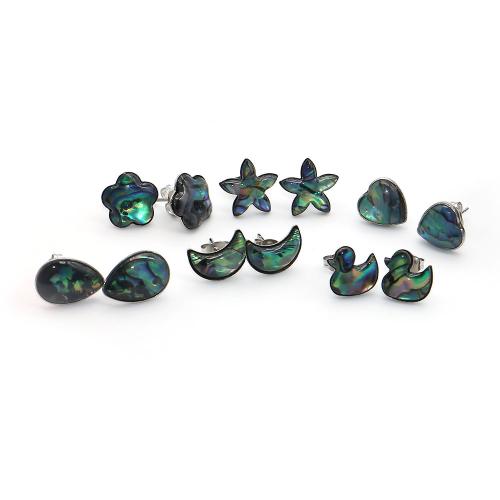 Abalone Shell Stud Earring, plated, different styles for choice & for woman, Sold By Pair