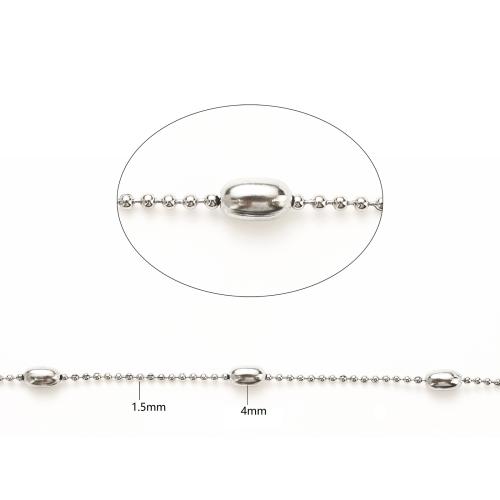 Stainless Steel Ball Chain, 304 Stainless Steel, DIY, original color, 100m/Lot, Sold By Lot