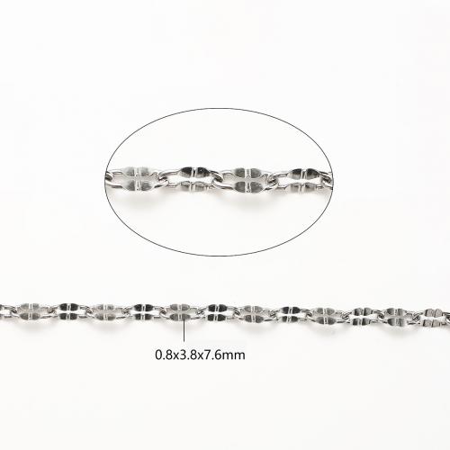 Stainless Steel Jewelry Chains, 304 Stainless Steel, DIY, original color, 0.80x3.80mm, 100m/Lot, Sold By Lot