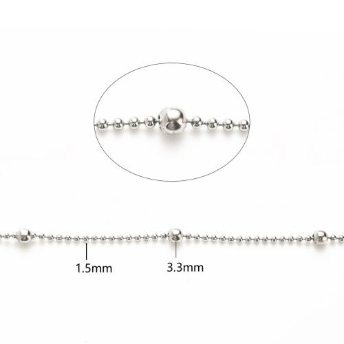 Stainless Steel Ball Chain, 304 Stainless Steel, DIY, original color, 100m/Lot, Sold By Lot