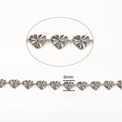 Stainless Steel Jewelry Chains, 304 Stainless Steel, DIY & heart chain, original color, 6mm, 100m/Lot, Sold By Lot