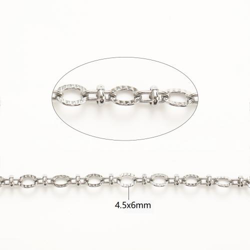 Stainless Steel Oval Chain, 304 Stainless Steel, DIY, original color, 4.50x6mm, 100m/Lot, Sold By Lot