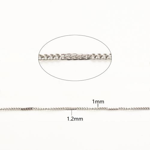 Stainless Steel Curb Chain, 304 Stainless Steel, DIY, original color, 100m/Lot, Sold By Lot