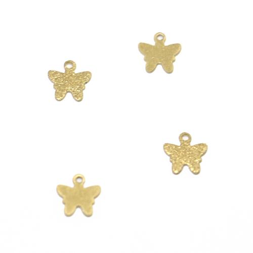 Brass Jewelry Pendants, Butterfly, DIY & single-sided & frosted, original color, 8x9x0.60mm, Hole:Approx 1.2mm, Sold By PC