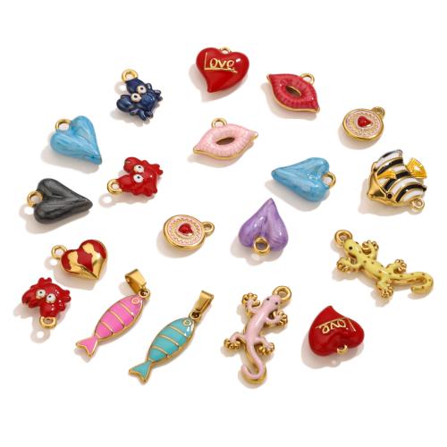 Stainless Steel Pendants, 304 Stainless Steel, gold color plated, DIY & different styles for choice & enamel, Sold By PC