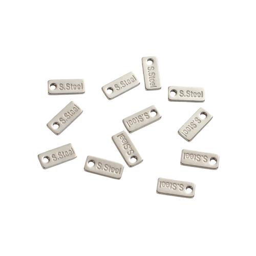Stainless Steel Pendants, 304 Stainless Steel, Rectangle, DIY, original color, 7x3mm, Hole:Approx 1mm, 2000PCs/Bag, Sold By Bag