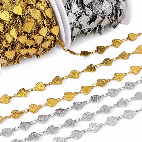 Stainless Steel Jewelry Chains, 304 Stainless Steel, Heart, plated, DIY, more colors for choice, 7x12mm, 1m/Bag, Sold By Bag