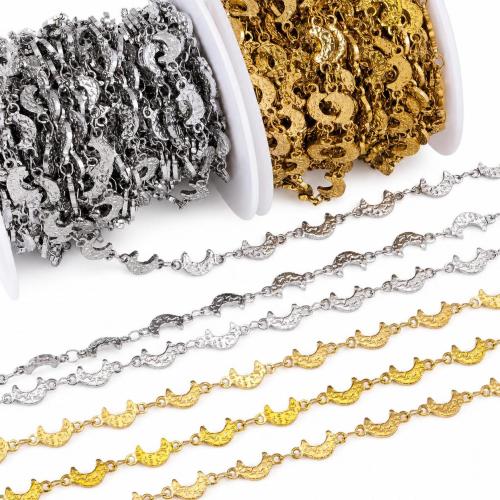 Stainless Steel Jewelry Chains, 304 Stainless Steel, Moon, plated, DIY, more colors for choice, 5x12mm, 1m/Bag, Sold By Bag