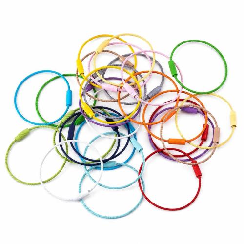Tiger Tail Wire Keychain Cable Ring, Donut, stoving varnish, DIY, more colors for choice, 10PCs/Bag, Sold By Bag