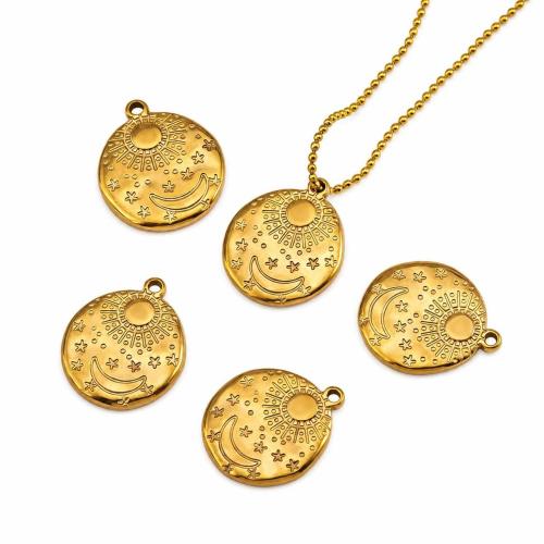 Stainless Steel Pendants, 304 Stainless Steel, Flat Round, plated, DIY, more colors for choice, 18.80x15.80mm, 5PCs/Bag, Sold By Bag