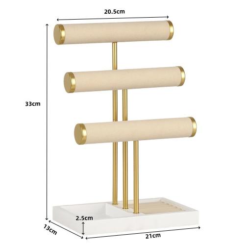 Middle Density Fibreboard Bracelet Display, with Velveteen & Iron, three layers, beige, 210x130x330mm, Sold By PC