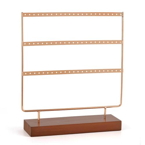 Iron Earring Display, with Wood, three layers, more colors for choice, Sold By PC