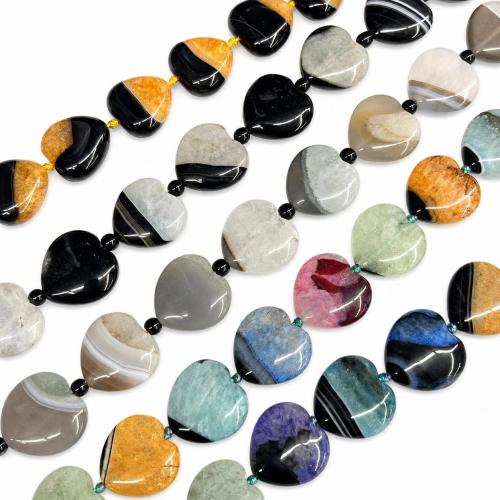 Natural Crackle Agate Beads, with Quartz, Heart, DIY & smooth, more colors for choice, 20mm, Approx 18PCs/Strand, Sold By Strand