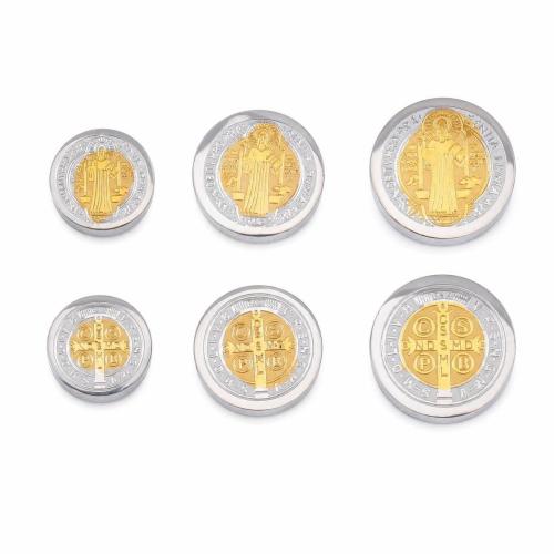 Stainless Steel Spacer Beads, 304 Stainless Steel, Flat Round, plated, embossed & DIY, more colors for choice, 5PCs/Bag, Sold By Bag