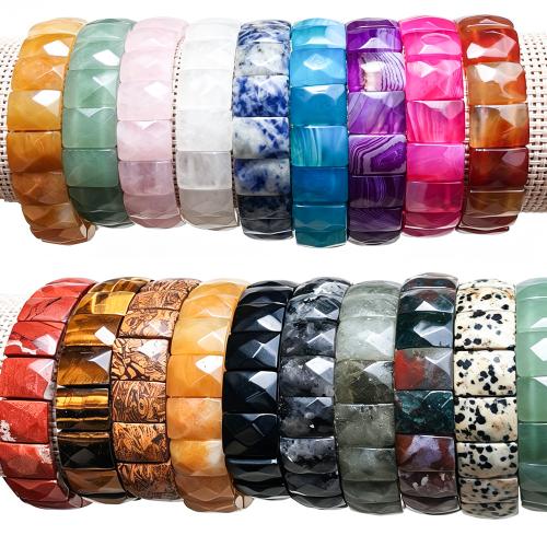 Piedras preciosas Pulsera, Rectángular, diferentes materiales para la opción & unisexo & facetas, beads size 14mm, longitud:aproximado 21.6 cm, Vendido por UD