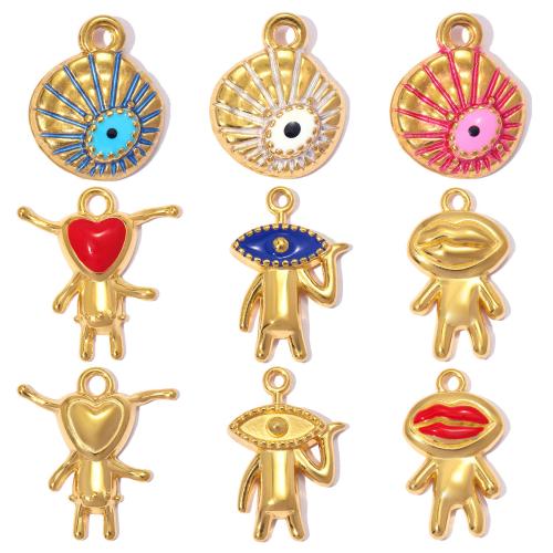 Stainless Steel Pendants, 304 Stainless Steel, gold color plated, DIY & different styles for choice & enamel, 3PCs/Bag, Sold By Bag
