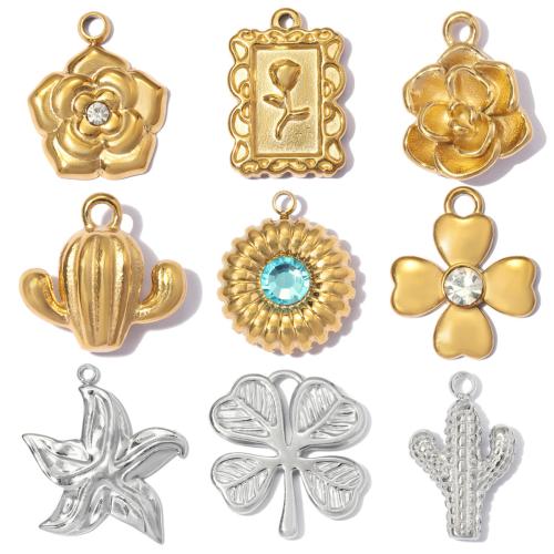 Stainless Steel Pendants, 304 Stainless Steel, plated, DIY & different styles for choice & with rhinestone, 3PCs/Lot, Sold By Lot