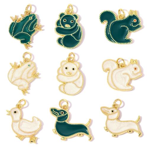 Cubic Zirconia Micro Pave Brass Pendants, Animal, gold color plated, DIY & different styles for choice & micro pave cubic zirconia & enamel, 3PCs/Bag, Sold By Bag
