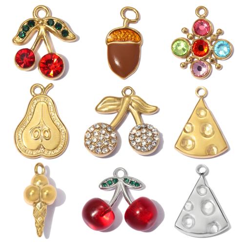 Stainless Steel Pendants, 304 Stainless Steel, with Resin, plated, DIY & different styles for choice & enamel & with rhinestone, 3PCs/Bag, Sold By Bag