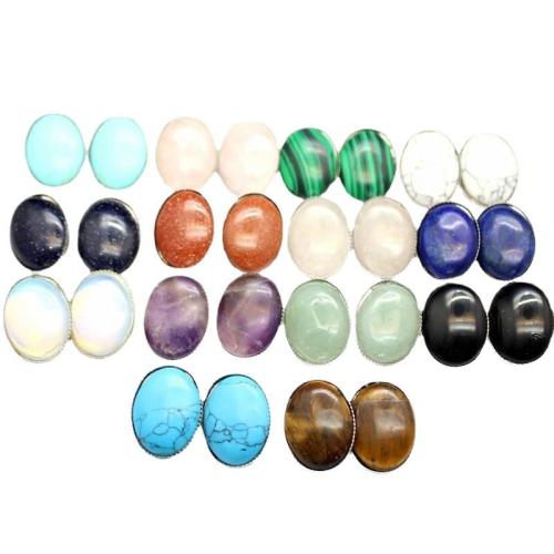 Piedras preciosas Puño de Pendiente, con aleación de zinc, Óvalo, Joyería & diferentes materiales para la opción & para mujer, 16x20mm, Vendido por Par