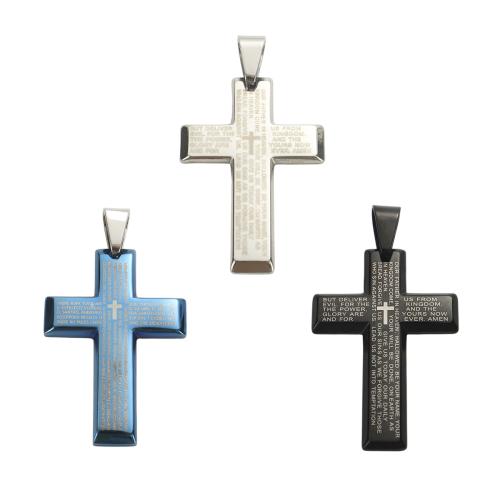 Pendentifs en acier inoxydable de la Croix-, Acier inoxydable 304, Placage, DIY & avec le motif de lettre, plus de couleurs à choisir, 50.20x34.40x3.70mm, Trou:Environ 12.5x6.5mm, Vendu par PC
