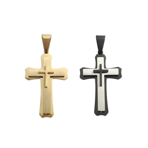 Stainless Steel Cross Pendants, 304 Stainless Steel, plated, DIY, more colors for choice, 48.40x29.70x6.10mm, Hole:Approx 12.5x6.5mm, Sold By PC