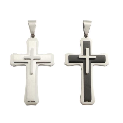 Stainless Steel Cross Pendants, 304 Stainless Steel, plated, DIY, more colors for choice, 56.90x34.20x6.10mm, Hole:Approx 13x6mm, Sold By PC