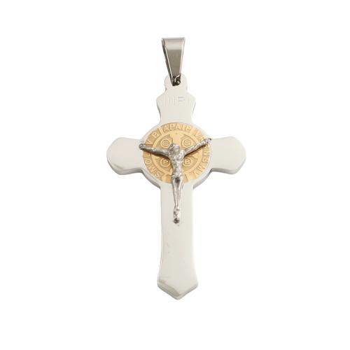 Stainless Steel Cross Pendants, 304 Stainless Steel, plated, DIY, 49.70x28x3.70mm, Hole:Approx 9.5x4.6mm, Sold By PC