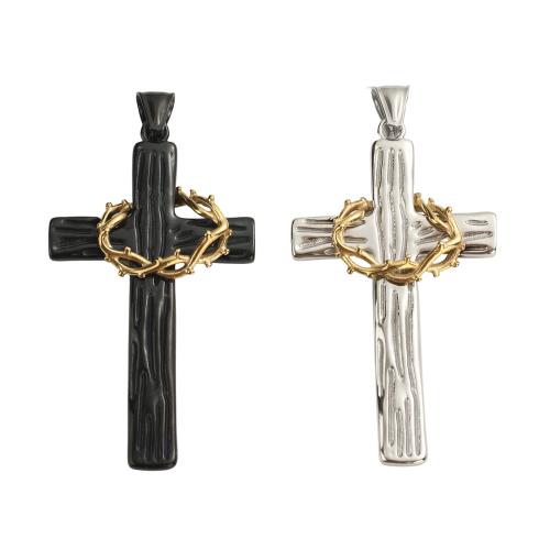 Edelstahl-Kreuz- Anhänger, 304 Edelstahl, plattiert, DIY, 63x36x5.50mm, Bohrung:ca. 8x3.5mm, verkauft von PC