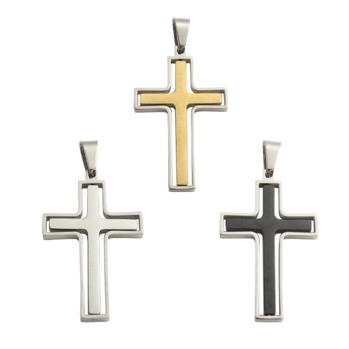 Stainless Steel Cross Pendants, 304 Stainless Steel, plated, DIY, more colors for choice, 41.40x25.90x2.90mm, Hole:Approx 9x5mm, Sold By PC