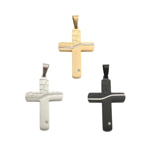 Stainless Steel Cross Pendants, 304 Stainless Steel, plated, DIY, more colors for choice, 43.30x27.80x3.40mm, Hole:Approx 9x5mm, Sold By PC
