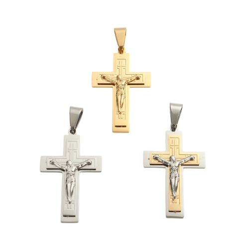 Edelstahl-Kreuz- Anhänger, 304 Edelstahl, plattiert, DIY, keine, 51.70x31.90x4.50mm, Bohrung:ca. 13x6mm, verkauft von PC