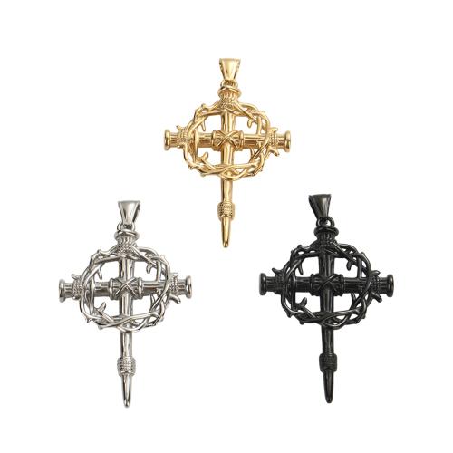 Stainless Steel Cross Pendants, 304 Stainless Steel, plated, DIY, more colors for choice, 60.30x39.70x7mm, Hole:Approx 8x3.5mm, Sold By PC
