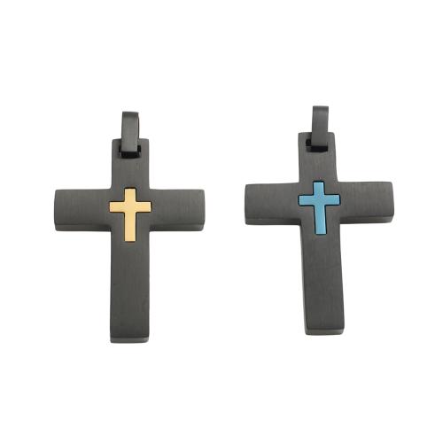 Stainless Steel Cross Pendants, 304 Stainless Steel, plated, DIY, more colors for choice, 41.40x29.60x3.90mm, Hole:Approx 8.2x4.2mm, Sold By PC