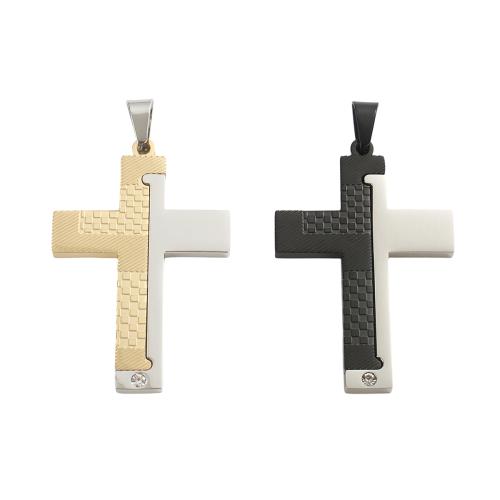 Stainless Steel Cross Pendants, 304 Stainless Steel, plated, DIY, more colors for choice, 48.10x32.40x3mm, Hole:Approx 9x5mm, Sold By PC