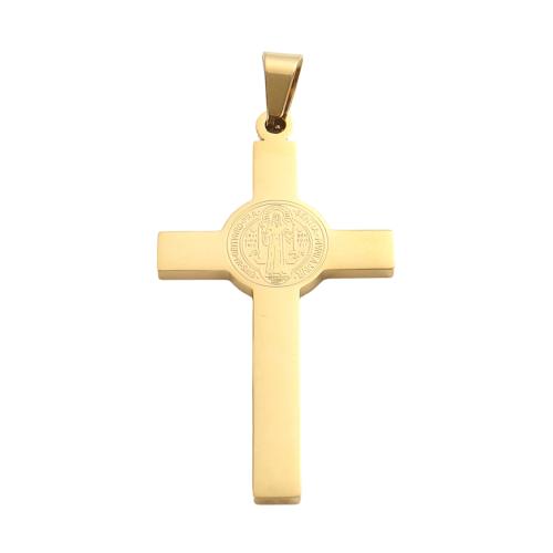 Stainless Steel Cross Pendants, 304 Stainless Steel, gold color plated, DIY, 51.50x27.80x2.40mm, Hole:Approx 9x5mm, Sold By PC