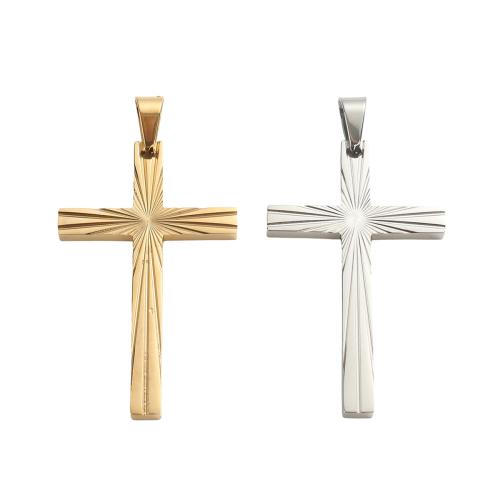 Edelstahl-Kreuz- Anhänger, 304 Edelstahl, plattiert, DIY, keine, 48.90x29.80x2.90mm, Bohrung:ca. 9x5mm, verkauft von PC