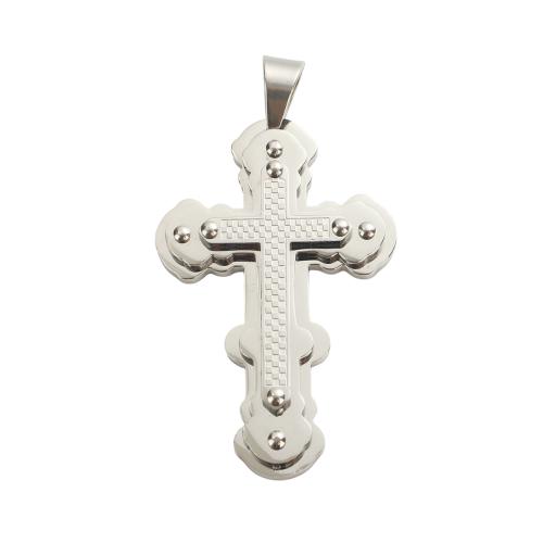Stainless Steel Cross Pendants, 304 Stainless Steel, DIY, original color, 61.10x39.20x7.50mm, Hole:Approx 11.6x7.4mm, Sold By PC