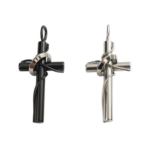Stainless Steel Cross Pendants, 304 Stainless Steel, plated, DIY, more colors for choice, pendant size 44x19.9x3.9mm, ring diameter 11.7mm, Hole:Approx 5.5x3.5mm, Sold By PC