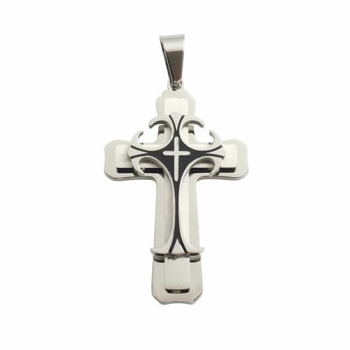 Stainless Steel Cross Pendants, 304 Stainless Steel, DIY, 45.20x28x5.80mm, Hole:Approx 9x5mm, Sold By PC