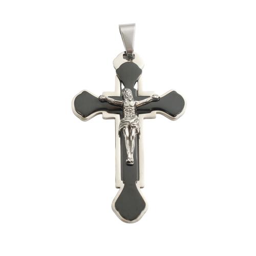 Stainless Steel Cross Pendants, 304 Stainless Steel, DIY, 63x40.10x7.10mm, Hole:Approx 12x5.6mm, Sold By PC