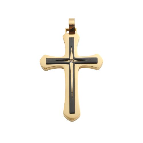 Stainless Steel Cross Pendants, 304 Stainless Steel, plated, DIY, 46.10x29.90x3.80mm, Hole:Approx 6.6mm, Sold By PC