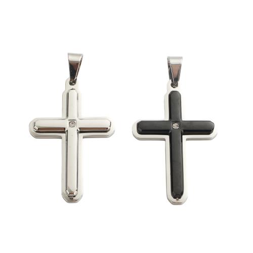 Stainless Steel Cross Pendants, 304 Stainless Steel, plated, DIY & with rhinestone, more colors for choice, 41.70x26.90x3.80mm, Hole:Approx 9x5mm, Sold By PC