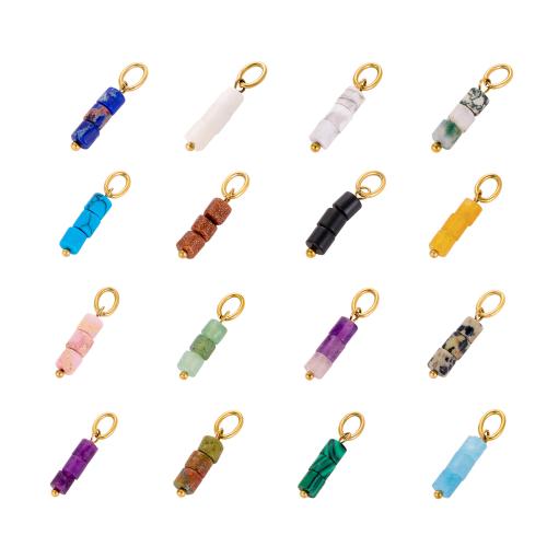 Gemstone Jewelry Pendants, Titanium Steel, with Gemstone, gold color plated, DIY, more colors for choice, 5x18mm, Sold By PC
