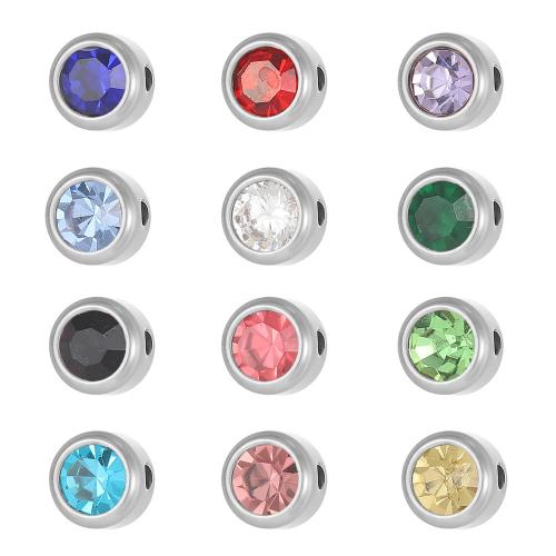 Stainless Steel Spacer Beads, 304 Stainless Steel, Round, plated, DIY & with rhinestone, more colors for choice, Sold By PC