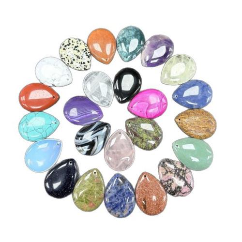 Gemstone Jewelry Pendants, Teardrop, polished, DIY & different materials for choice, 30x40mm, Sold By PC