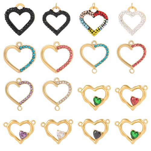 Titanium Steel Pendants, Heart, gold color plated, DIY & different styles for choice & with rhinestone & hollow, Sold By PC