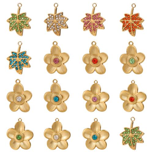 Titanium Steel Pendants, gold color plated, DIY & different styles for choice & with rhinestone, Sold By PC
