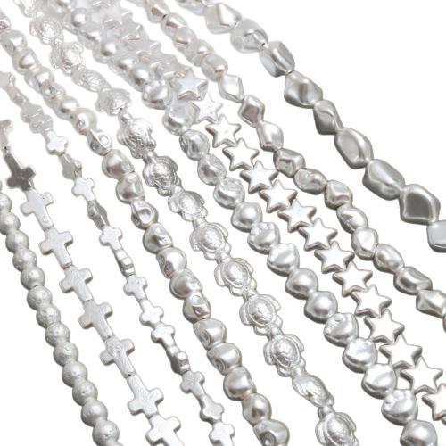 Perlas de Cristal, Perlas de vidrio, Bricolaje & diferentes estilos para la opción & mate, plateado, Vendido por Sarta