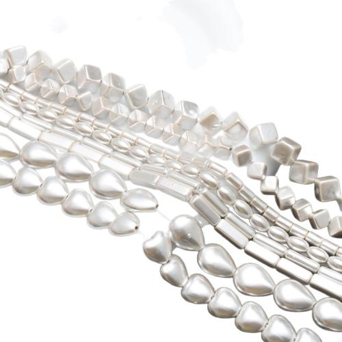 Perlas de Cristal, Vidrio, Bricolaje & imitación de perla & diferentes estilos para la opción & mate, Blanco, Vendido por Sarta